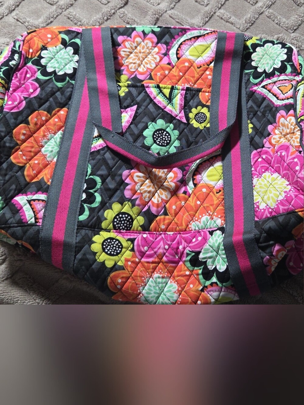 Quilted Floral Print Skirt with Pink Trim